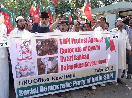SDPI protesting against Lanka in Delhi